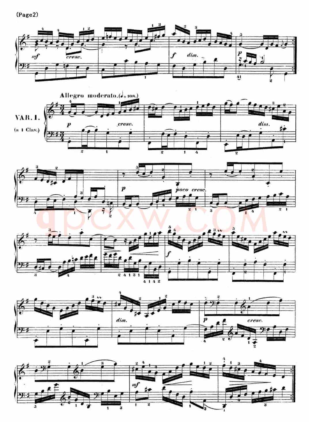 哥德堡变奏曲 巴赫 Goldberg Variationen BWV988