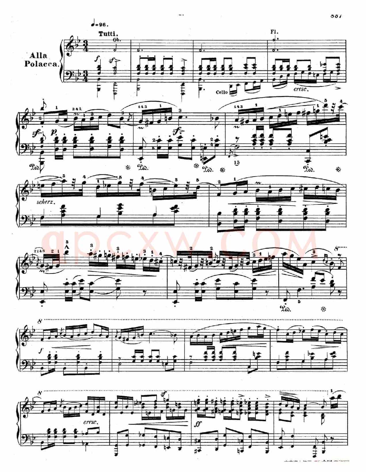 降B大调莫扎特主题变奏曲 Op.2(为钢琴与乐队而作)