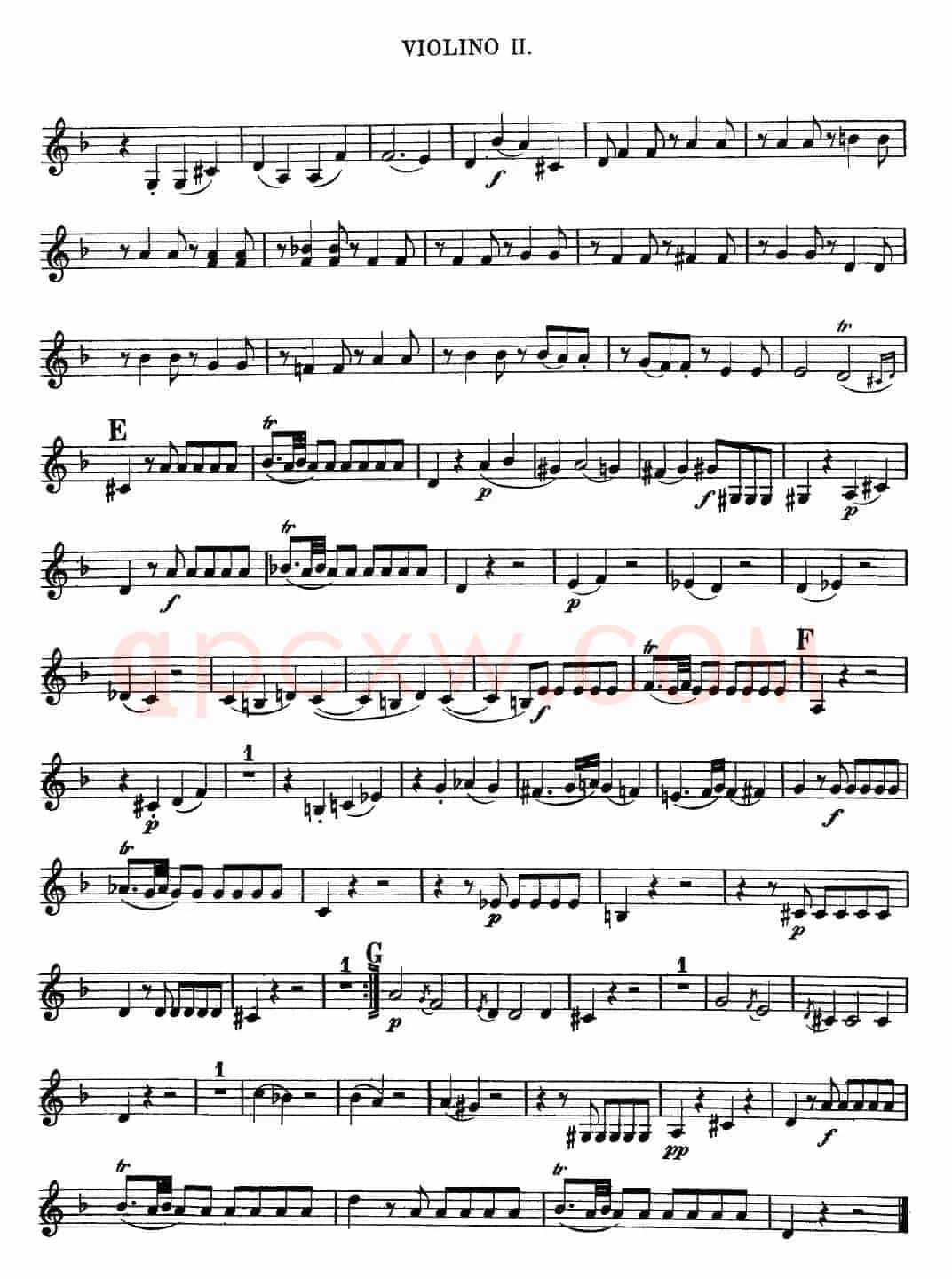 Mozart《Quartet No.13 in D Minor,K.173》（Violin 2分谱）