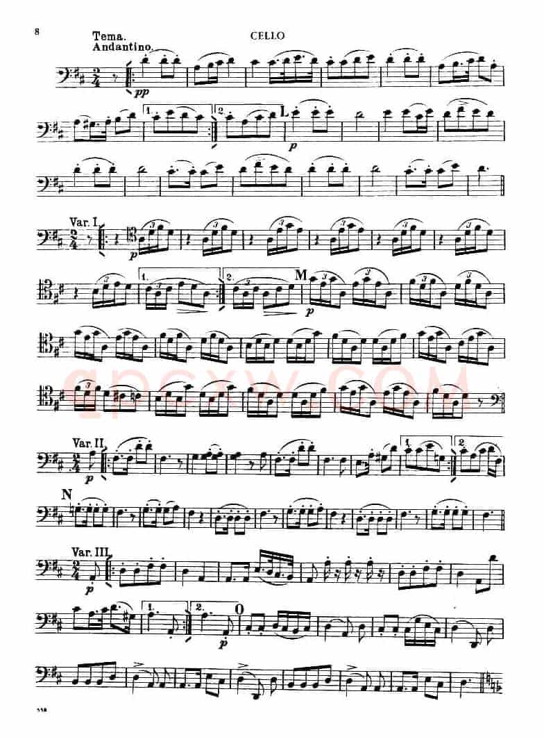 TROUT QUINTET（鳟鱼五重奏）（第一大提琴分谱）