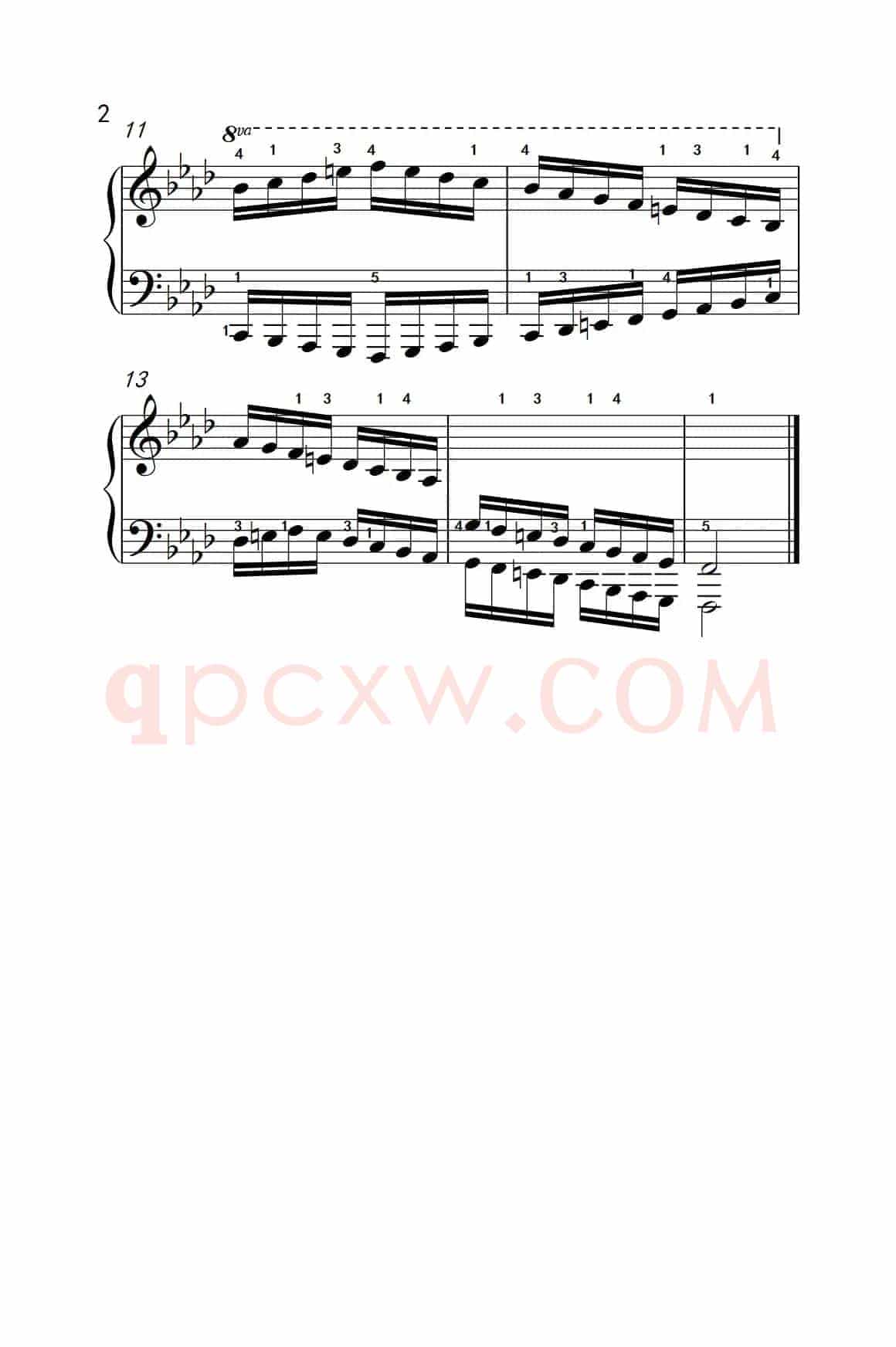 F小调音阶（反向四个八度）（孩子们的钢琴音阶、和弦与琶音 2）