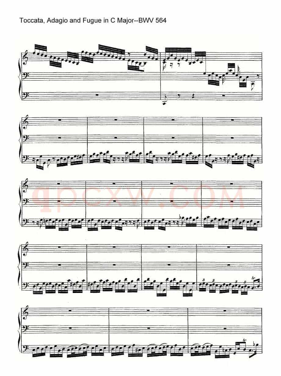 Toccata, Adagio and Fugue in C Major--BWV 564（管风琴谱）