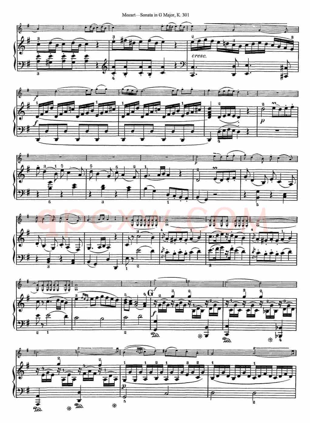 Violin Sonata in G Major K.301（小提琴+钢琴伴奏）