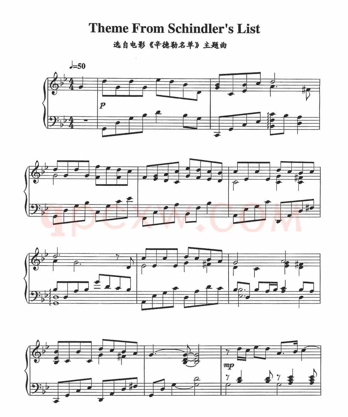 Theme From Schindler's List（电影《辛德勒名单》主题曲）