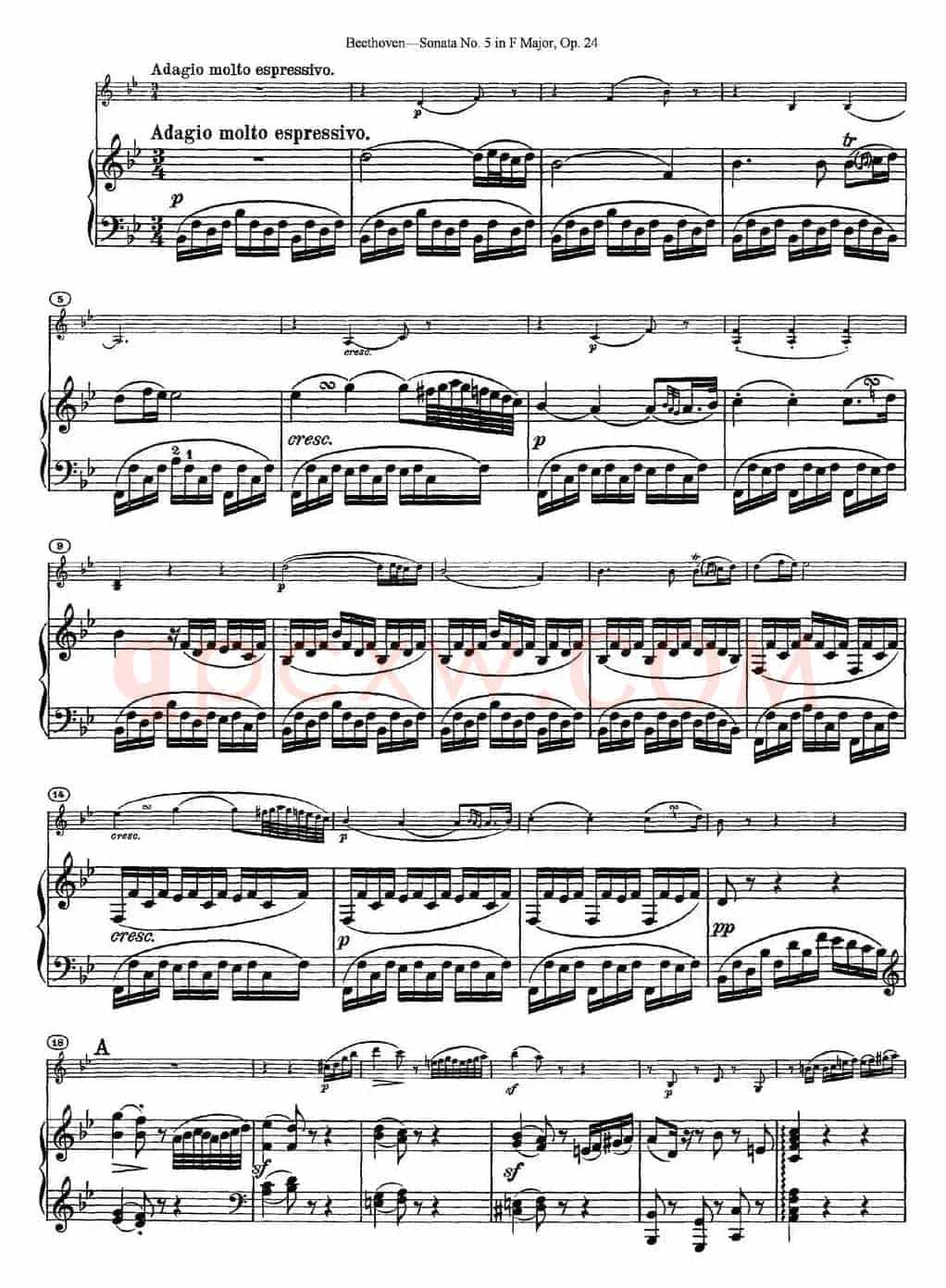 Violin Sonata No.5 in F Major Op.24（小提琴+钢琴伴奏）