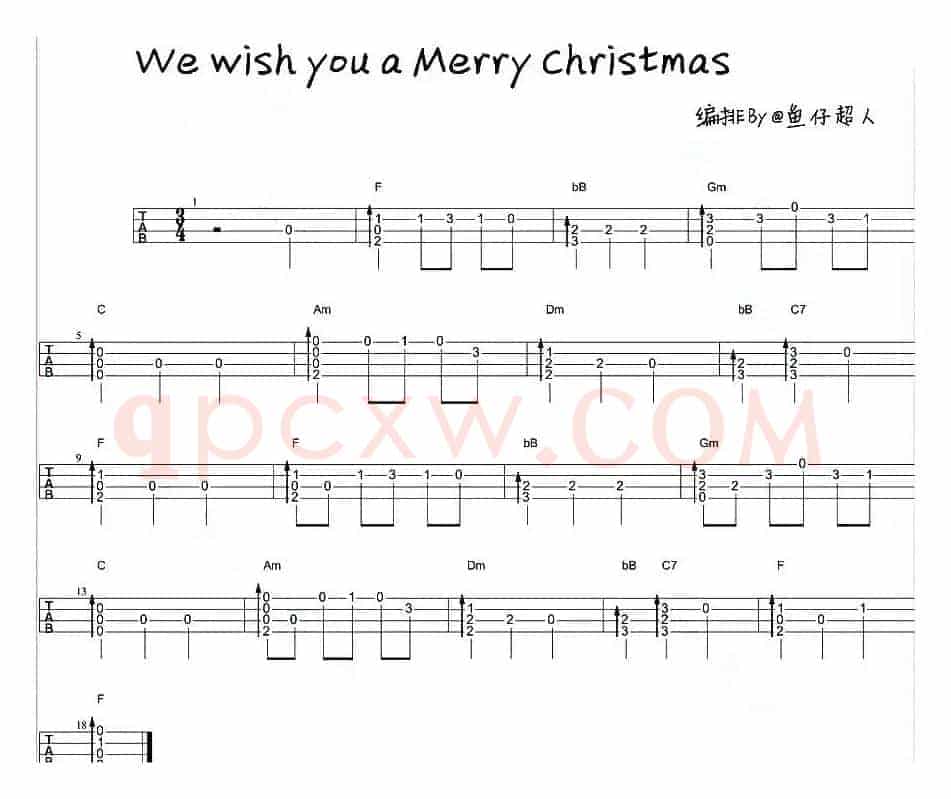 We Wish You A Merry Christmas（尤克里里指弹谱）