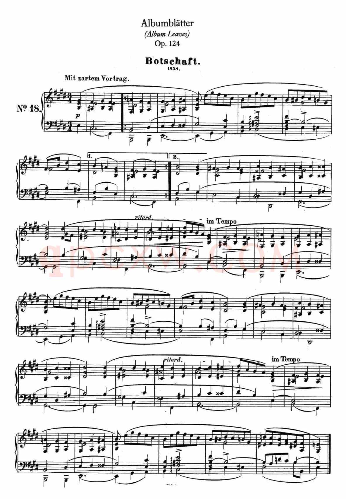 Albumblätter Op.124（纪念册页）（No.18）