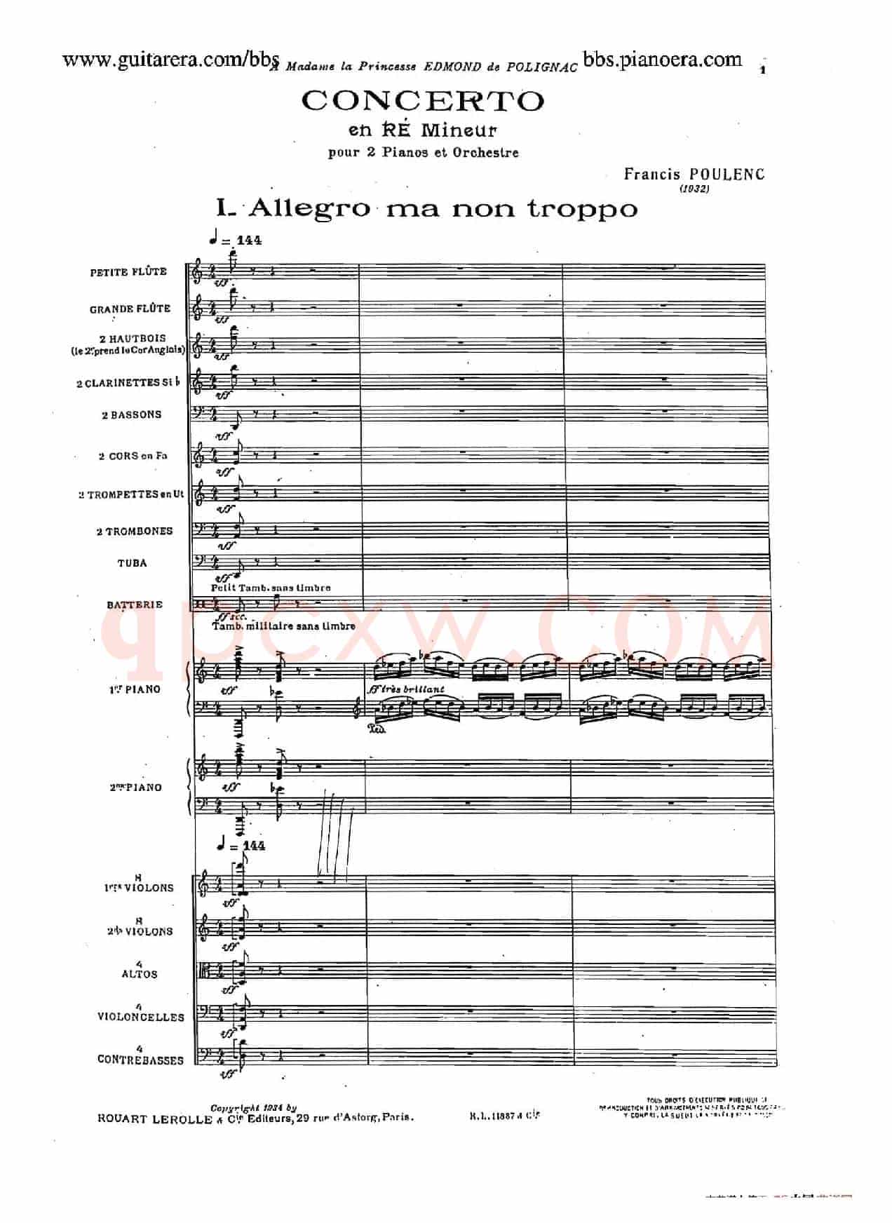 Concerto for 2 Pianos in d Minor(d小调双钢琴协奏曲·总谱)