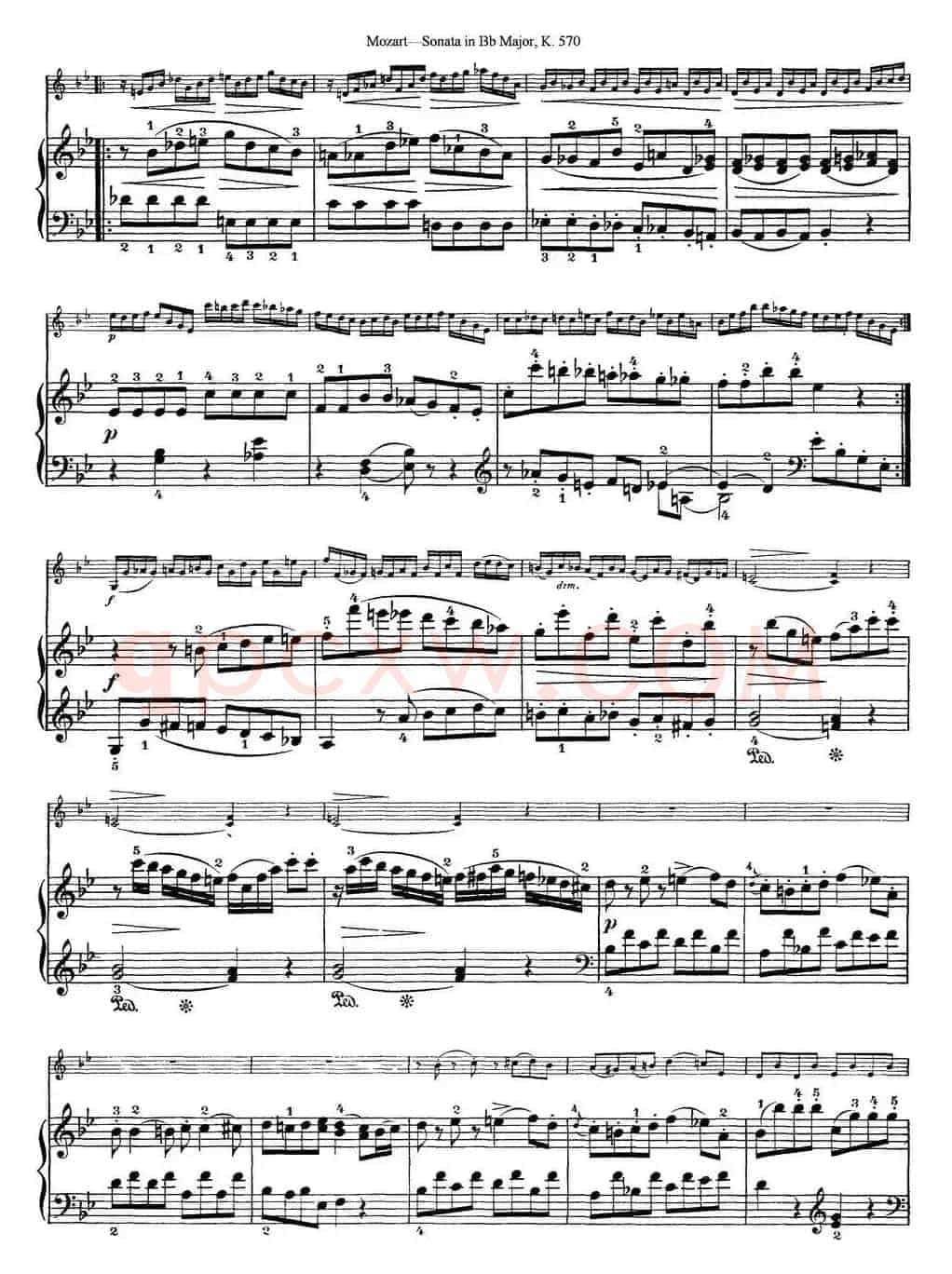 Violin Sonata in Bb Major K.570（小提琴+钢琴伴奏）