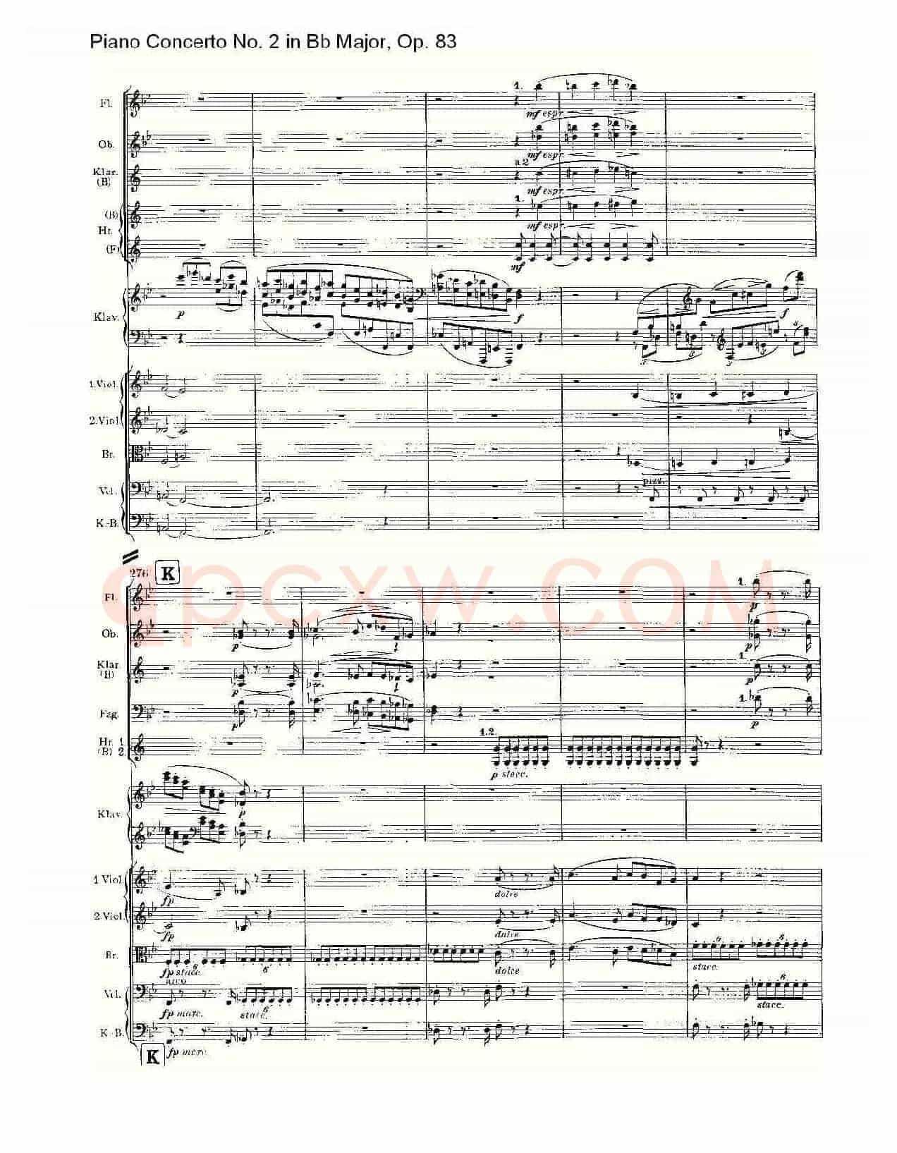 Bb大调钢琴第二协奏曲, Op.83第一乐章(一)