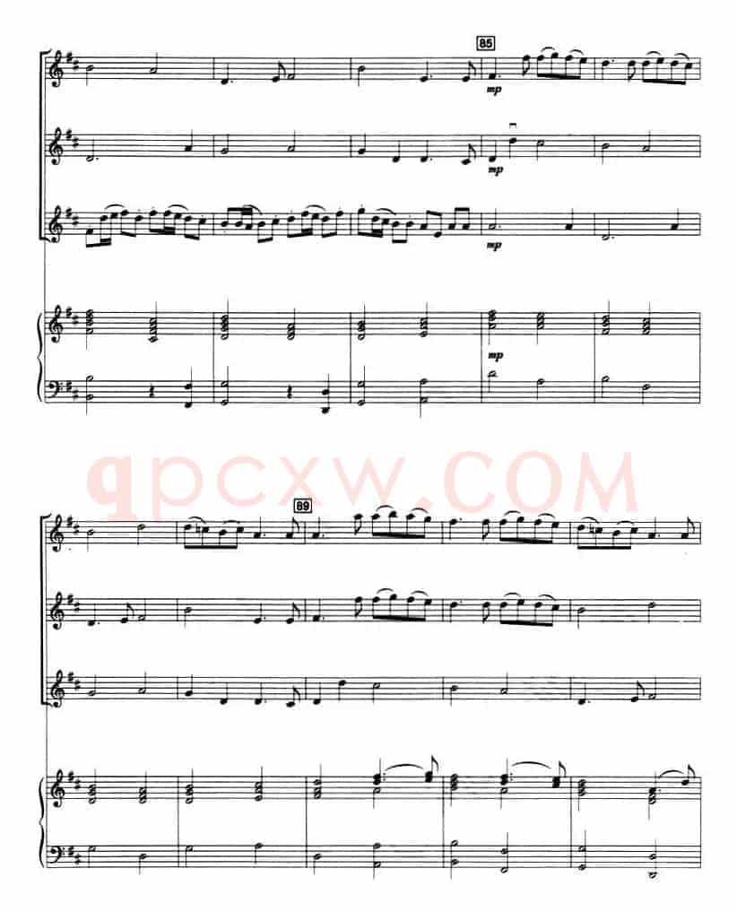 CANON IN D（3个小提琴+钢琴伴奏、四重奏）