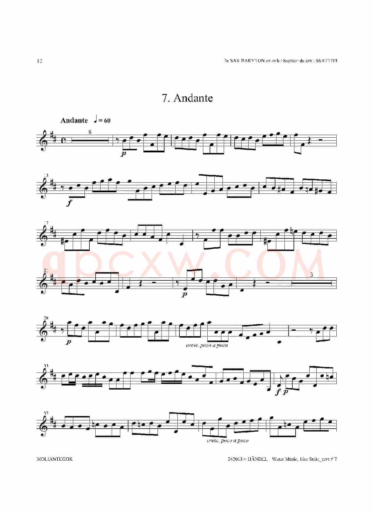 Water Music（HWV.348 No.1）（第二上低音萨克斯）