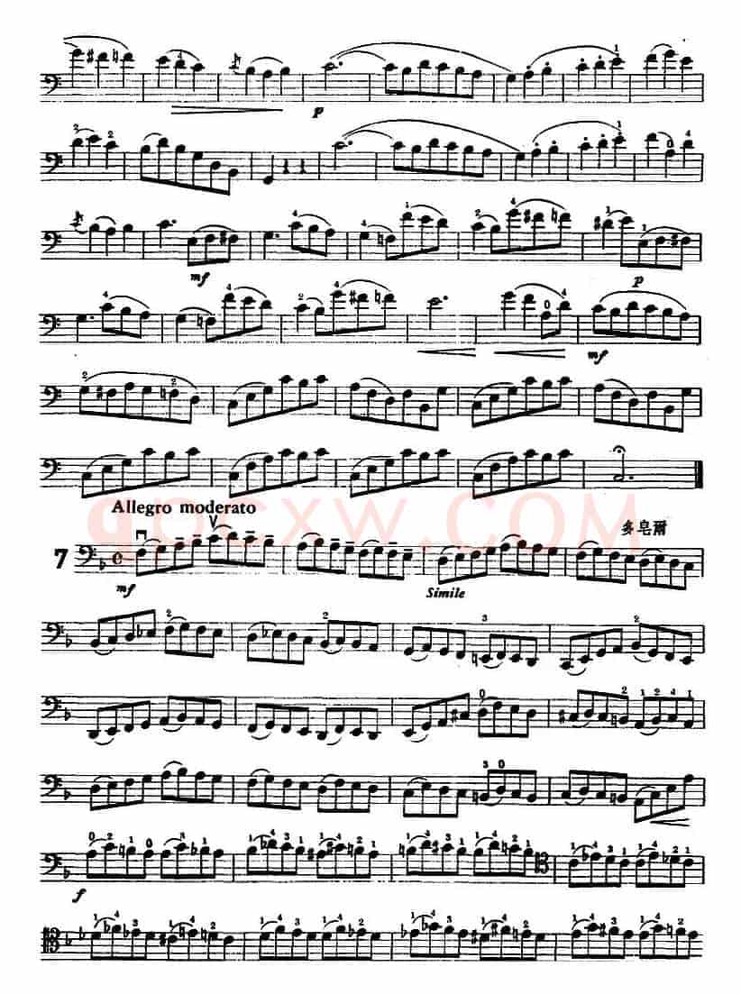 鲍斯特列姆大提琴练习曲（4—8）