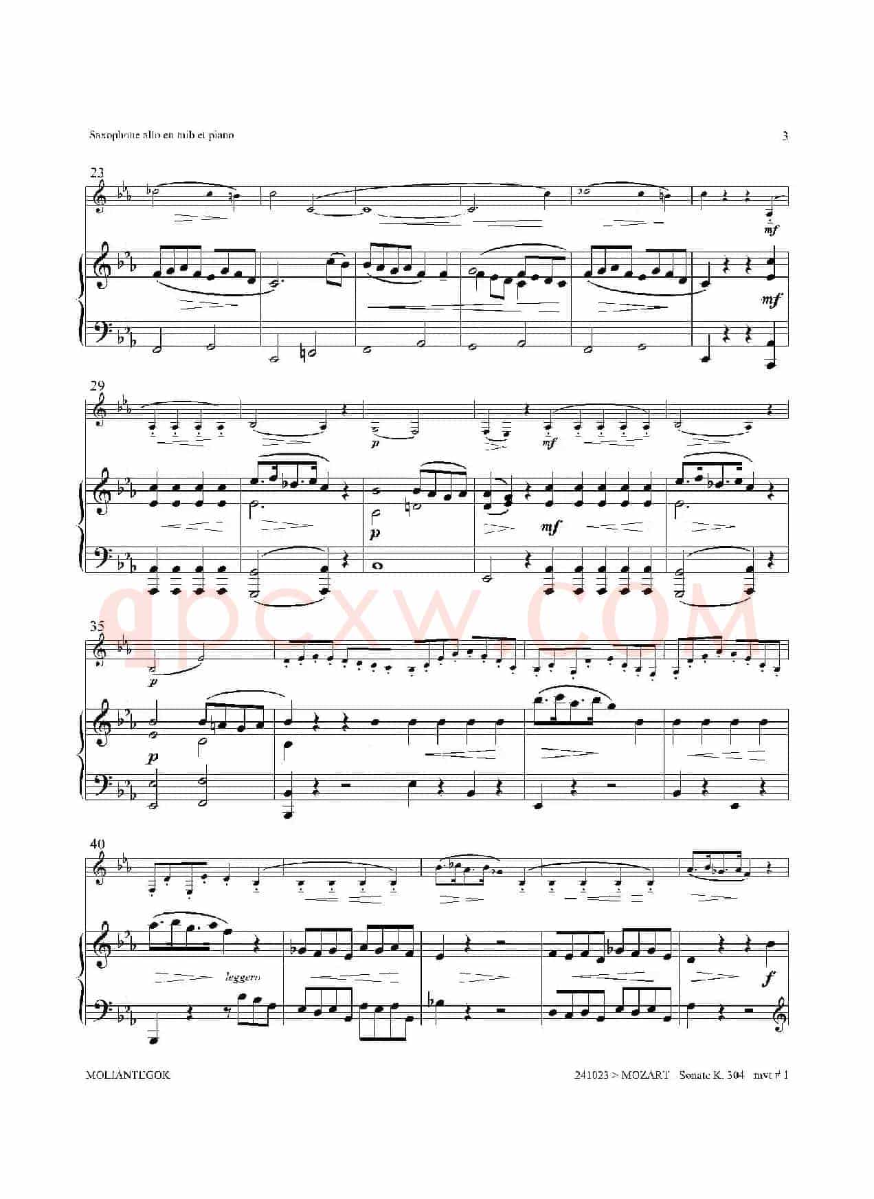 奏鸣曲 Op.304（中音萨克斯+钢琴伴奏）