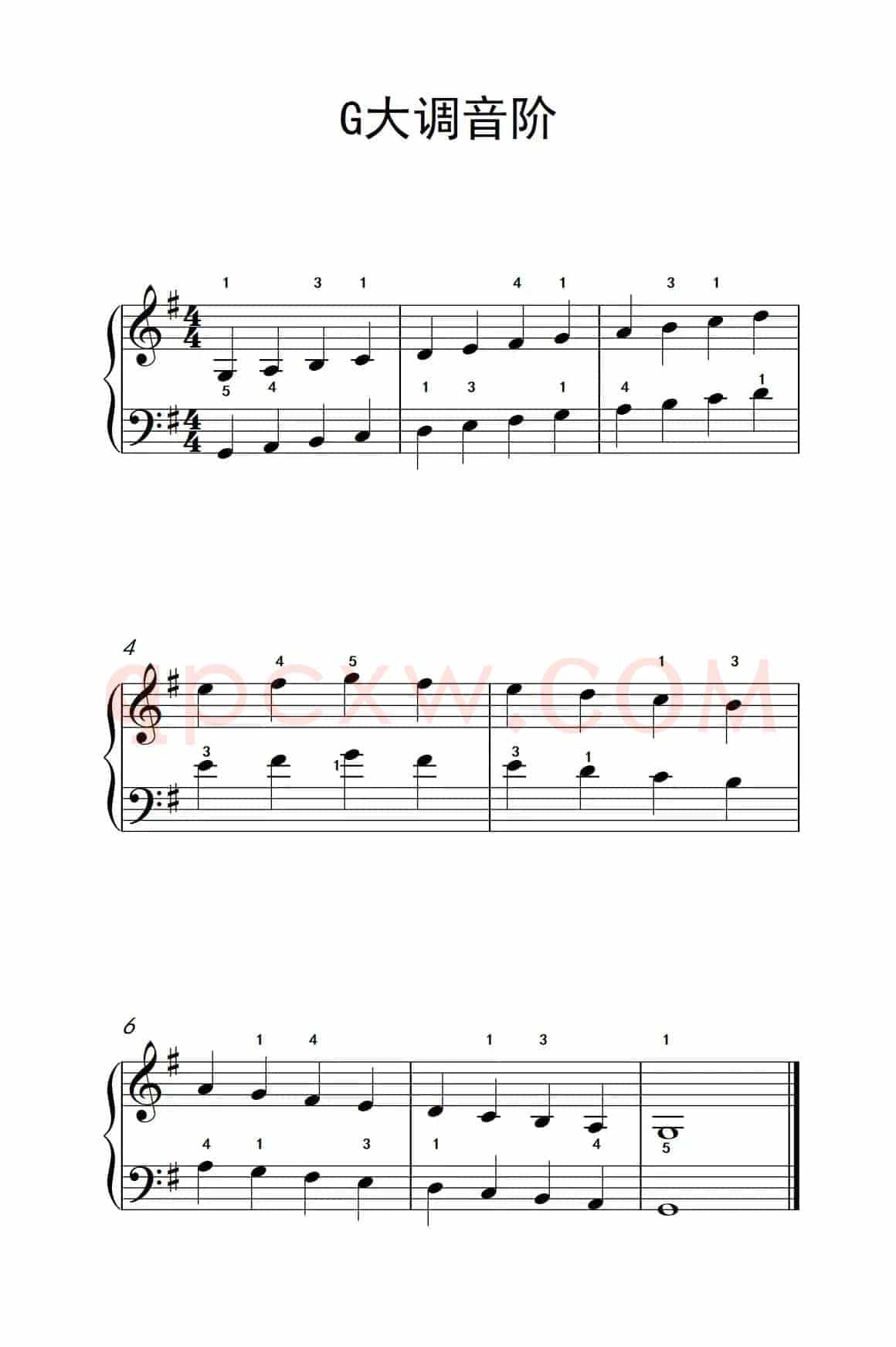 G大调音阶（儿童钢琴练习曲）