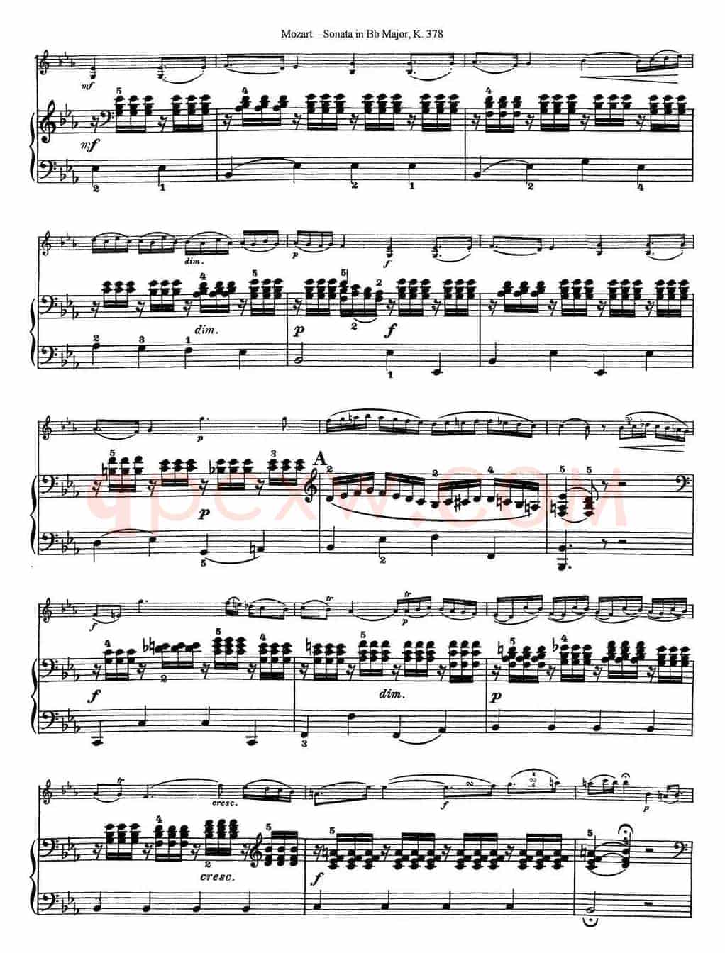 Violin Sonata in Bb Major K.378（小提琴+钢琴伴奏）