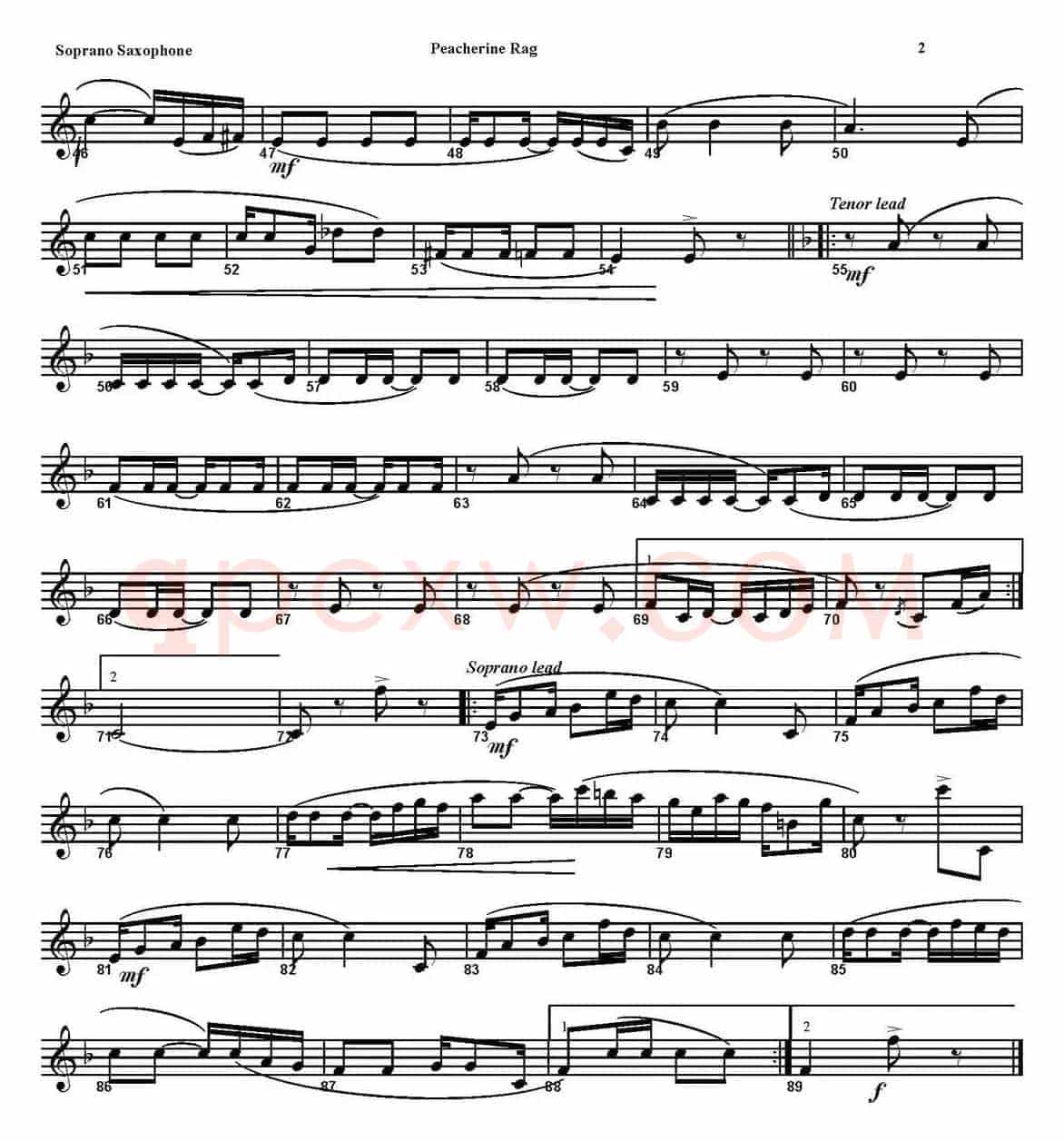 PEACHERINE RAG（四重奏·高音萨克斯分谱）