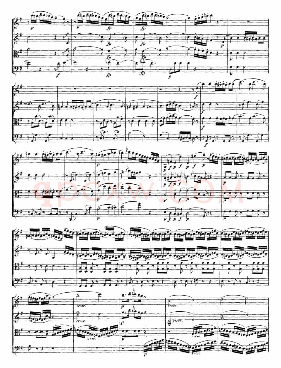 Mozart《Quartet No.14 in G Major,K.387》（总谱）