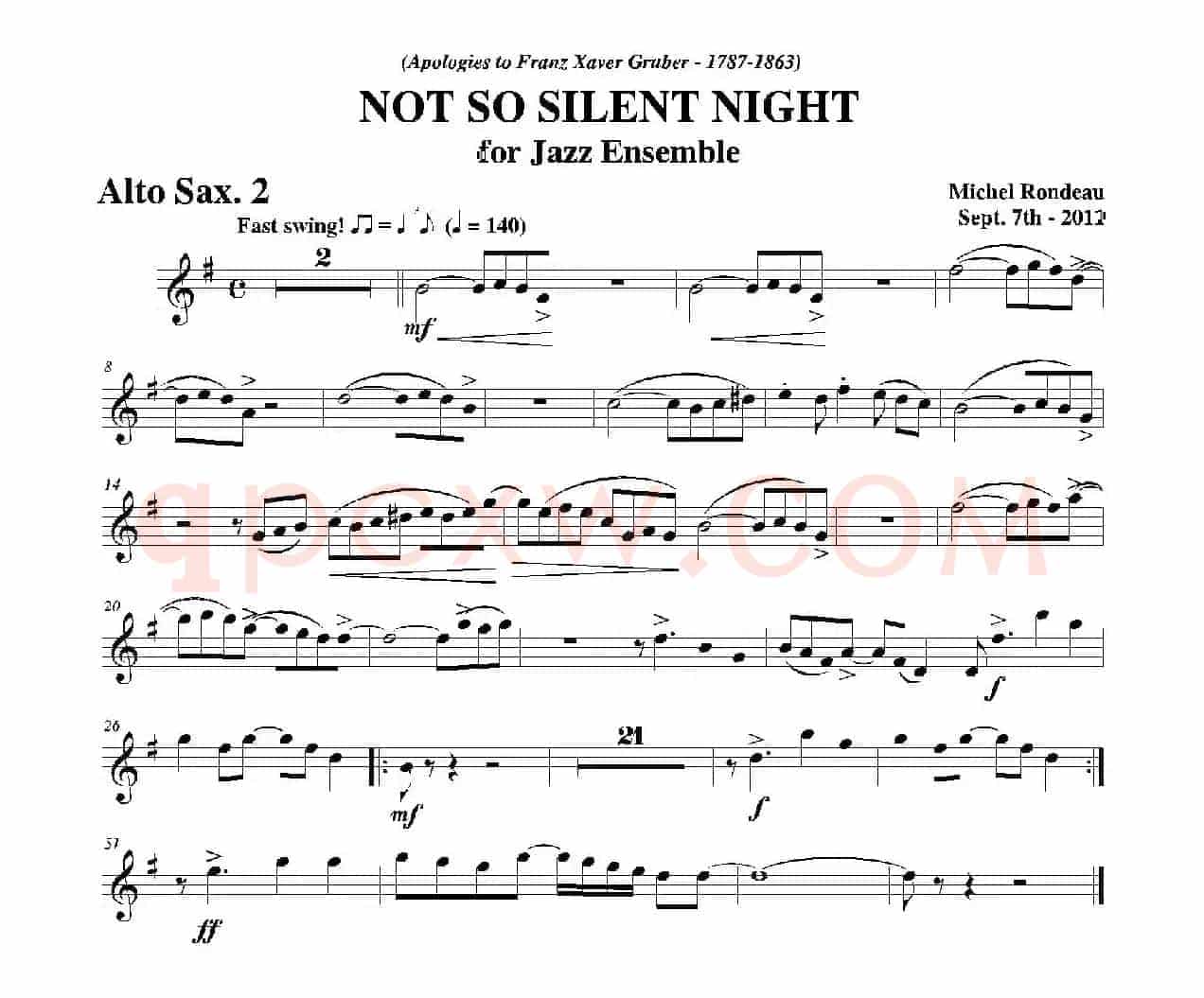 NOT SO SILENT NIGHT（第二中音萨克斯分谱）