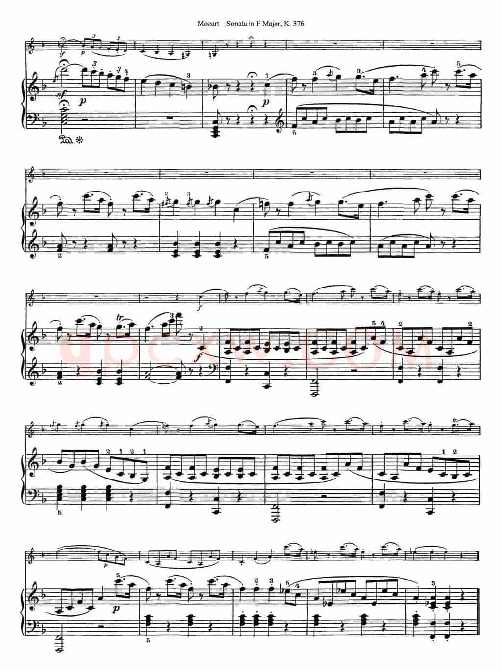 Violin Sonata in F Major K.376（小提琴+钢琴伴奏）