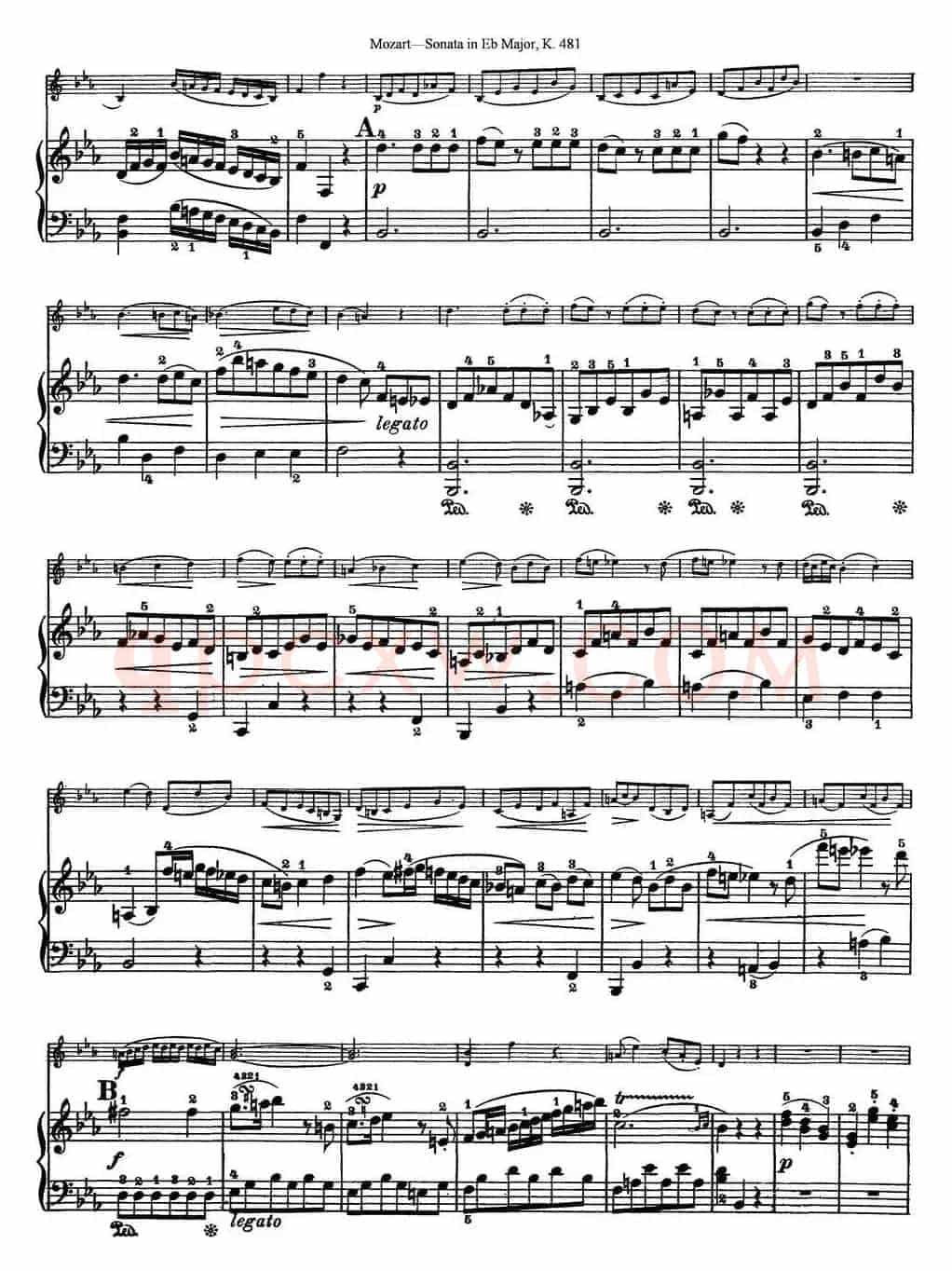 Violin Sonata in Eb Major K.481（小提琴+钢琴伴奏）