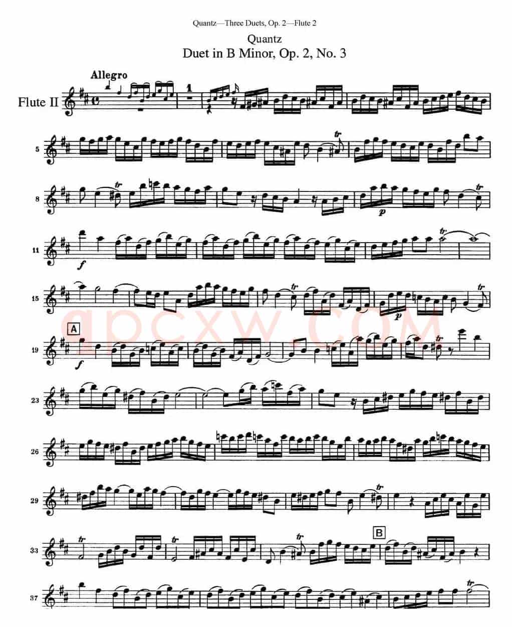 匡茨G大调长笛二重奏Op.2——Flute 2（No.3）