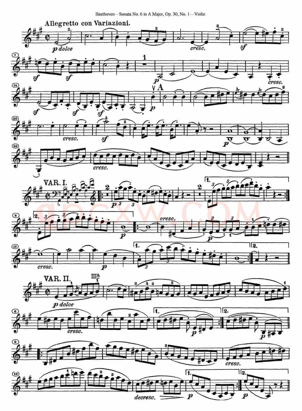 Violin Sonata No.6 in A Major Op.30 No.1