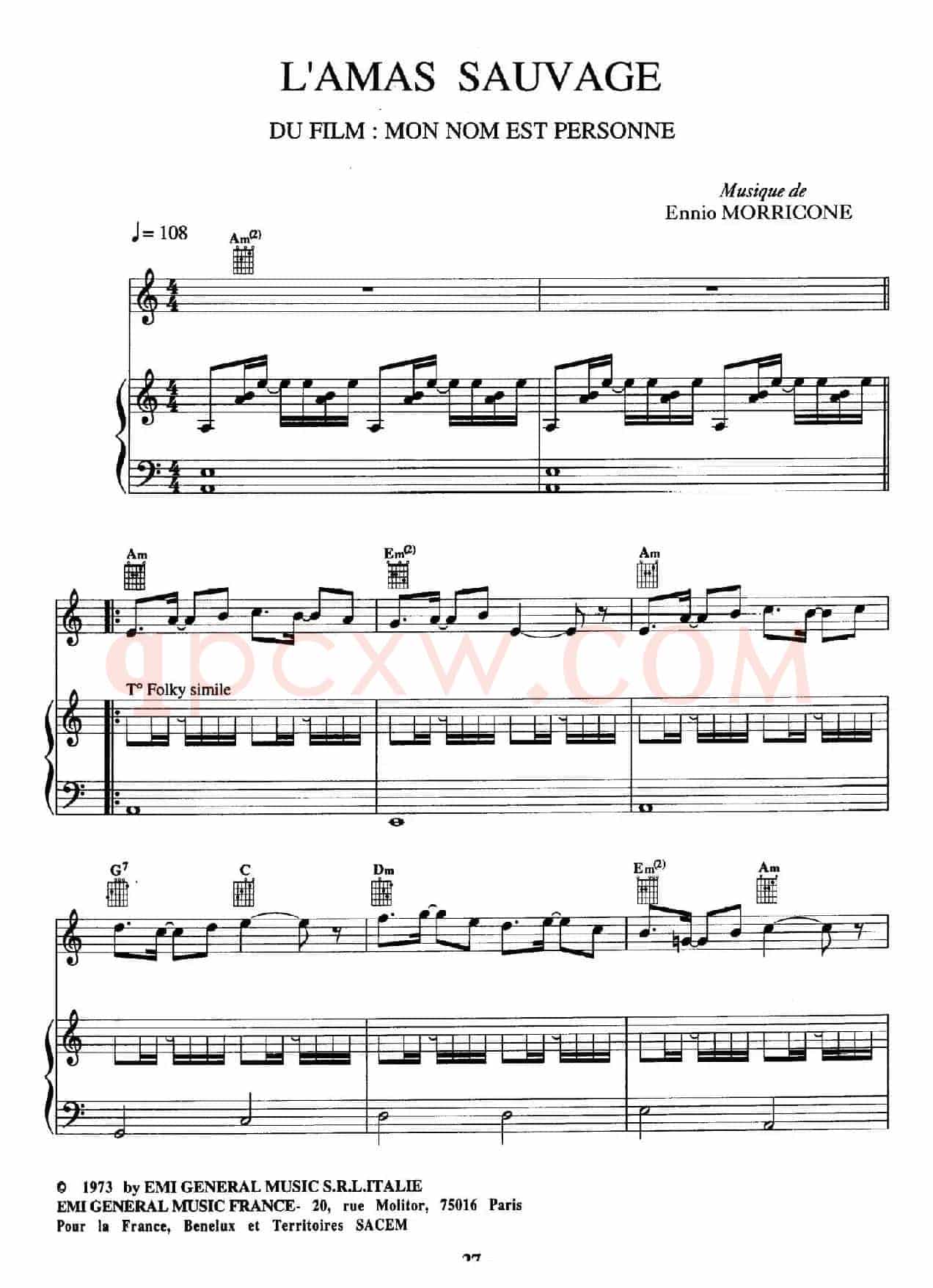 电影配乐大师莫瑞康最佳20首钢琴谱（Best of Ennio Morricone·8）