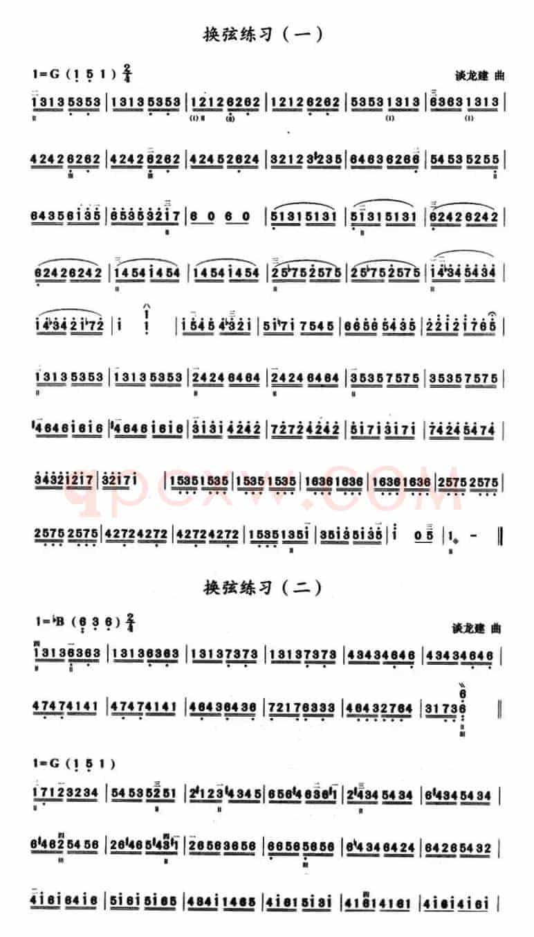 三弦换弦练习曲（简谱）