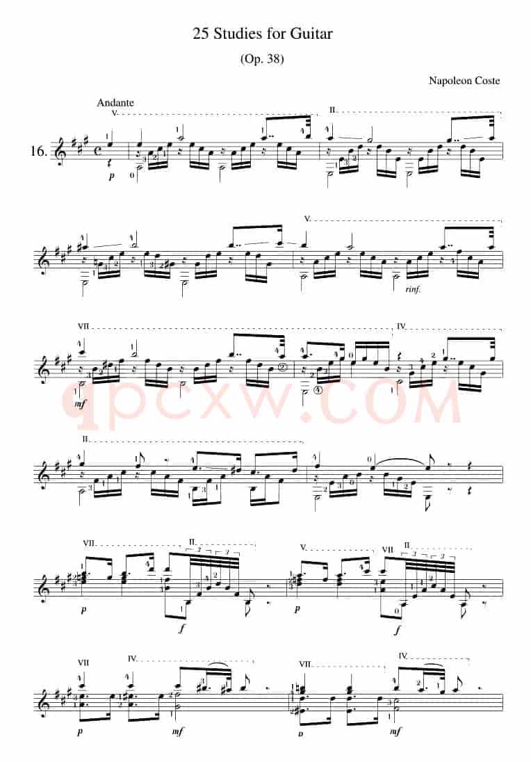 Napoleon Coste《25 Studies,Op.38》（STUDY 16）
