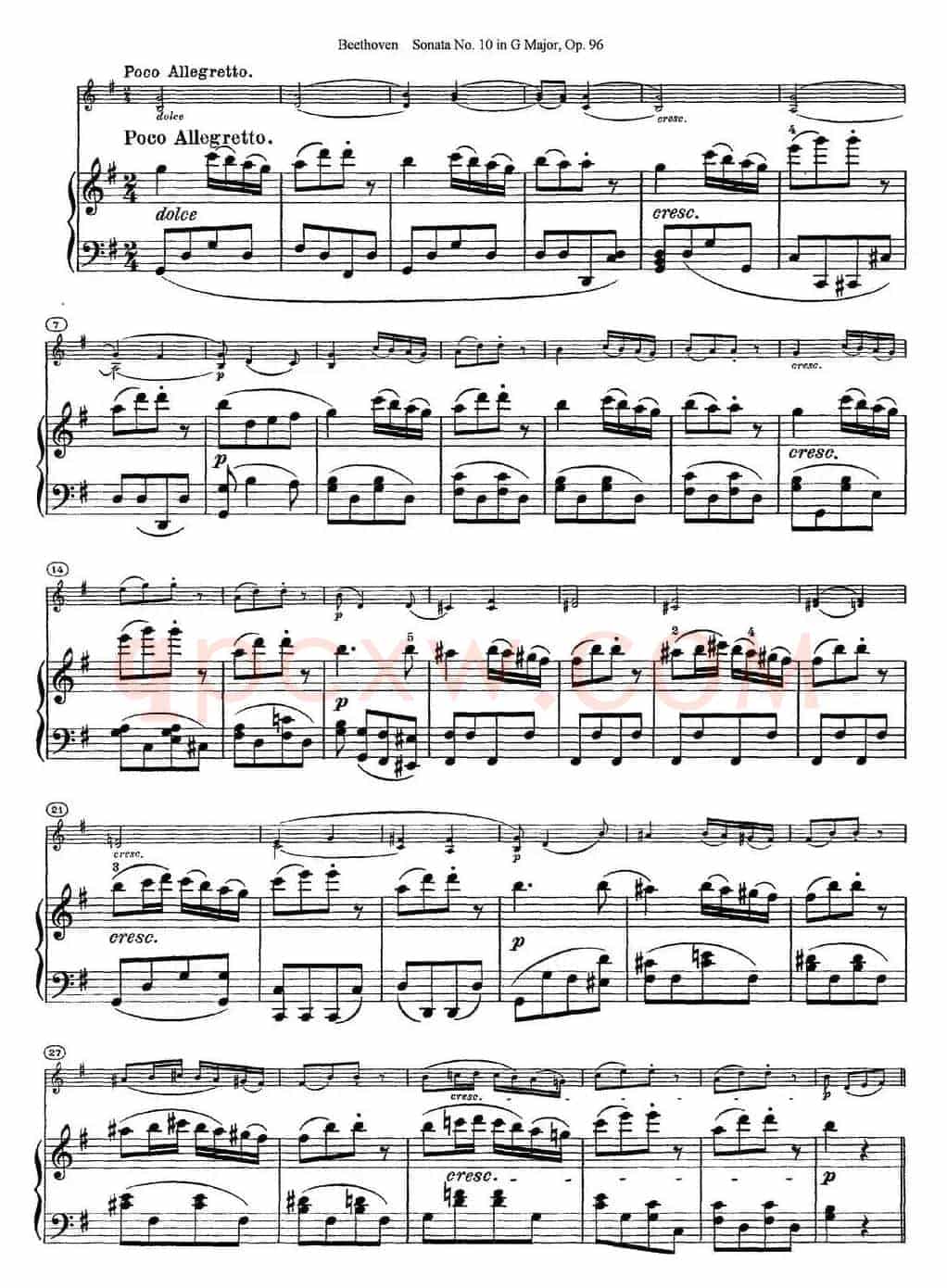 Violin Sonata No.10 in G Major Op.96（小提琴+钢琴伴奏）