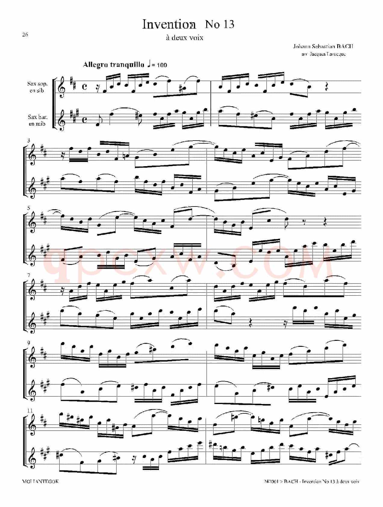 Inventions 巴赫15首创意曲（二重奏—13）