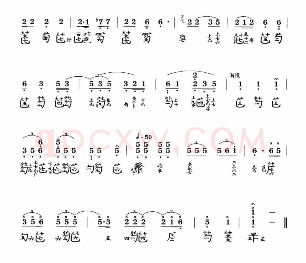 梅花三弄（古琴谱 F调 简谱+减字谱 张子谦演奏谱）