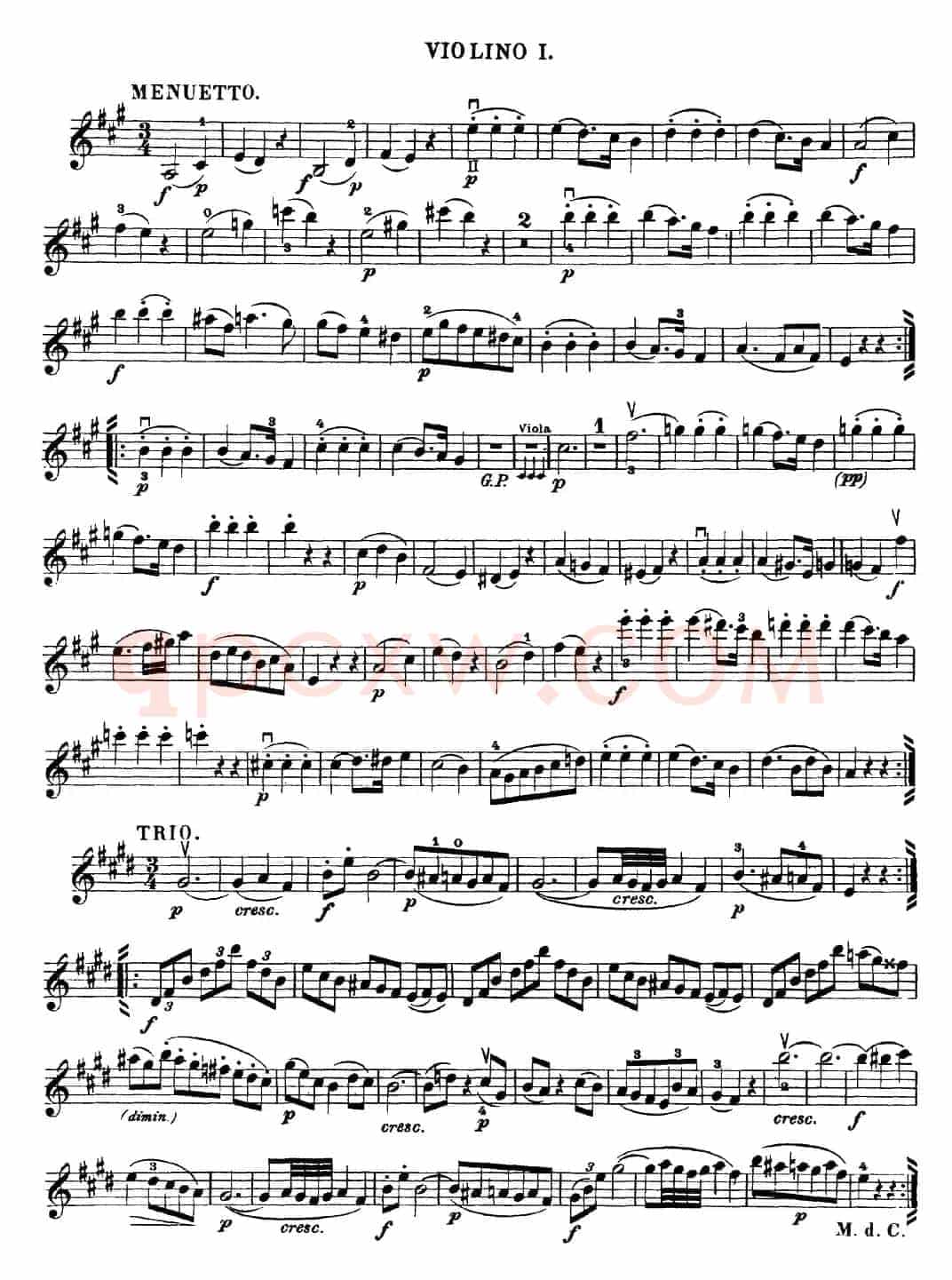 Mozart《Quartet No.18 in A Major,K.464》（Violin 1分谱）