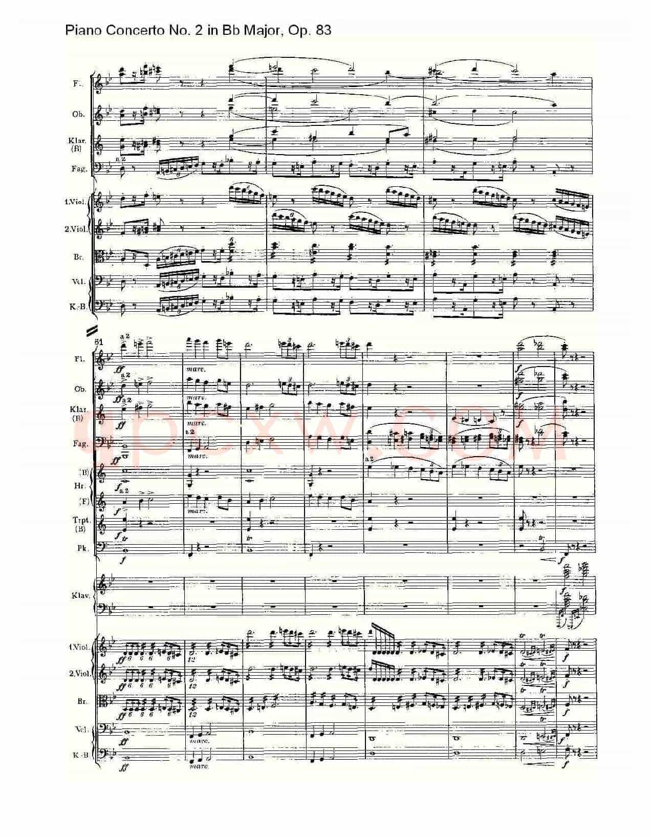 Bb大调钢琴第二协奏曲, Op.83第一乐章(一)