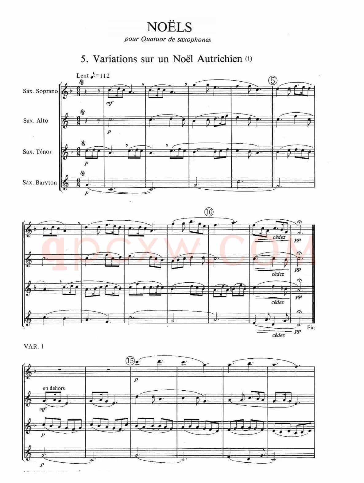 jean Bouvard 编写的6首萨克斯四重奏之五