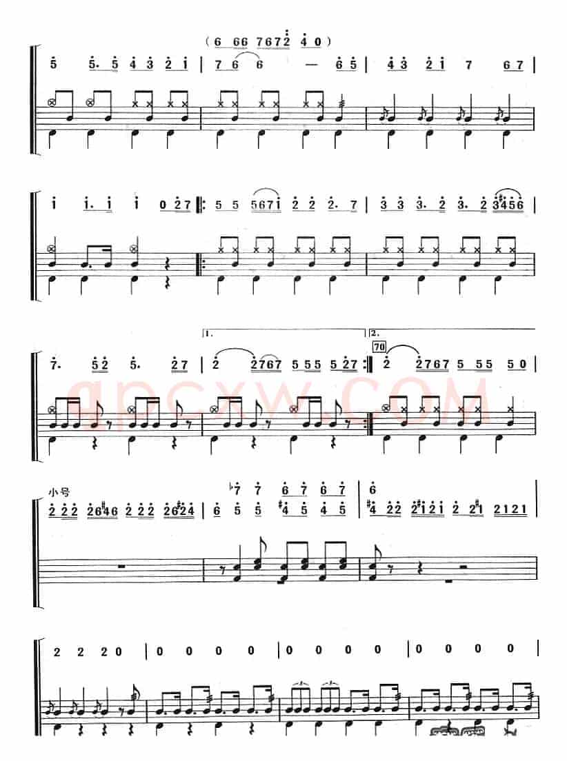 巡逻兵进行曲（架子鼓、主旋律+鼓谱）