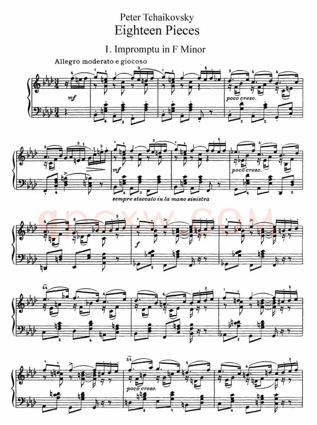 柴可夫斯基18首钢琴小品Op.72（1.Impromptu in F Minor）