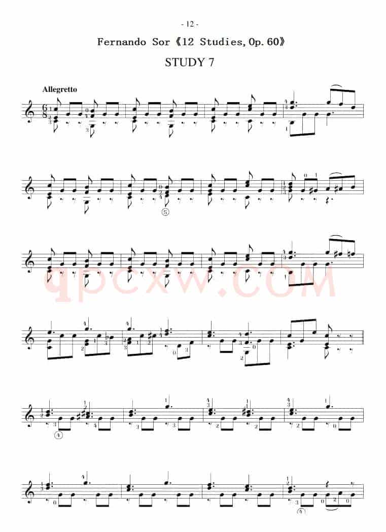 Fernando Sor《12 Studies,Op.60》（STUDY 7）