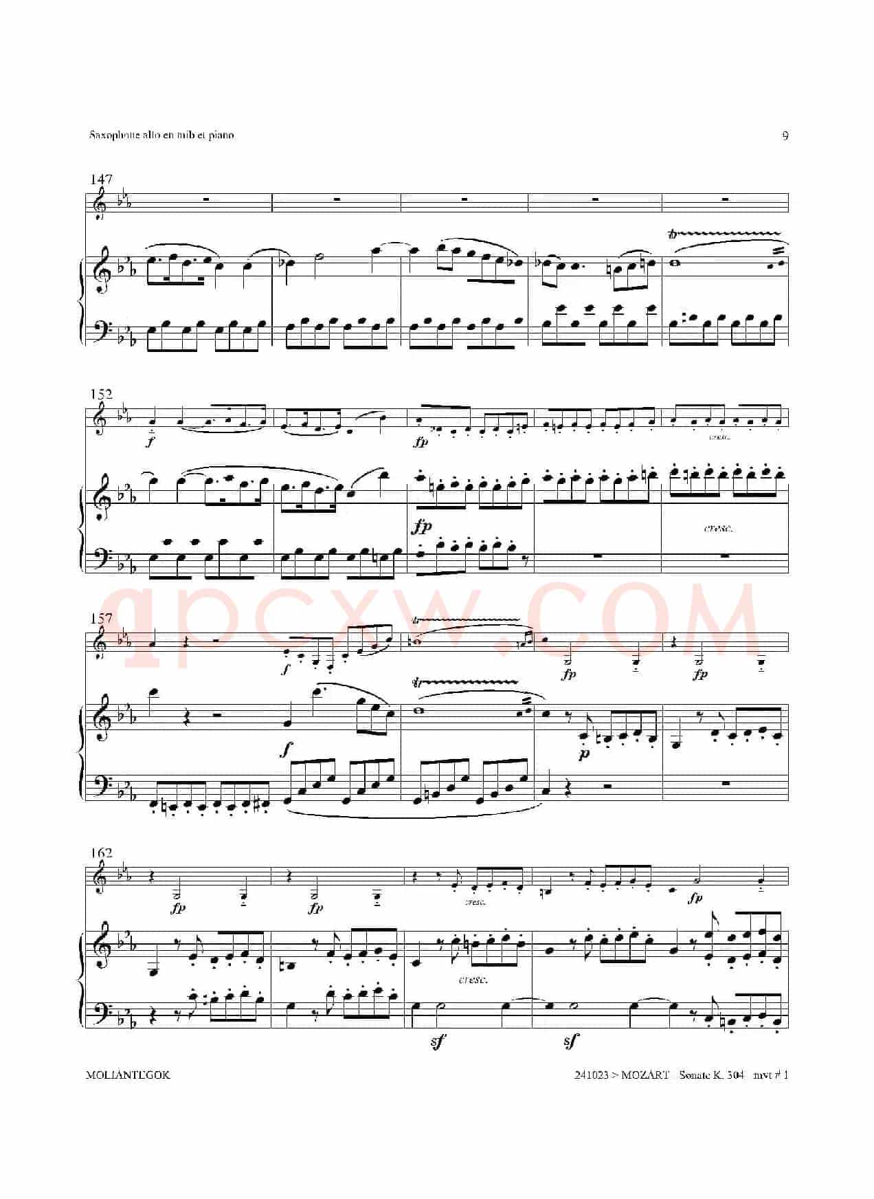 奏鸣曲 Op.304（中音萨克斯+钢琴伴奏）