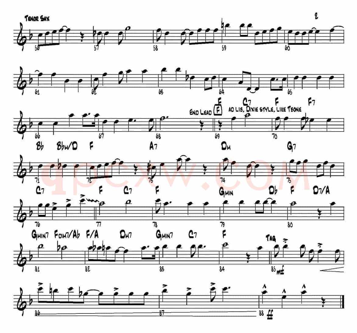 THE DIAMOND STATE RAG（四重奏·次中音萨克斯分谱）