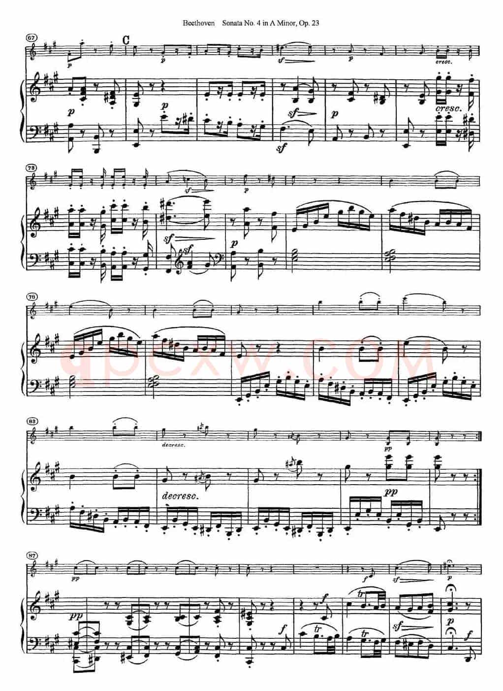 Violin Sonata No.4 in A Minor Op.23（小提琴+钢琴伴奏）