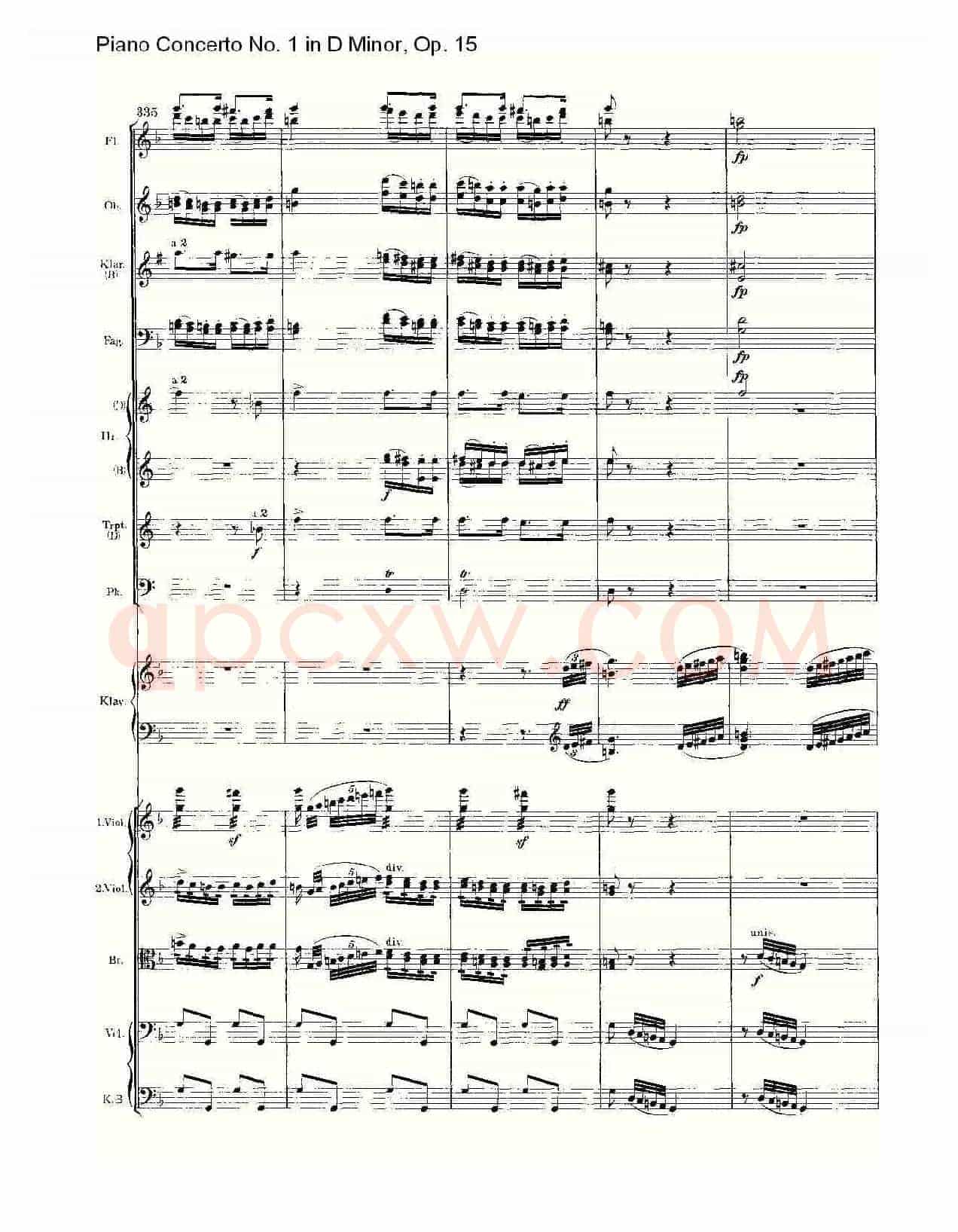 D小调钢琴第一协奏曲, Op.15第三乐章(一)