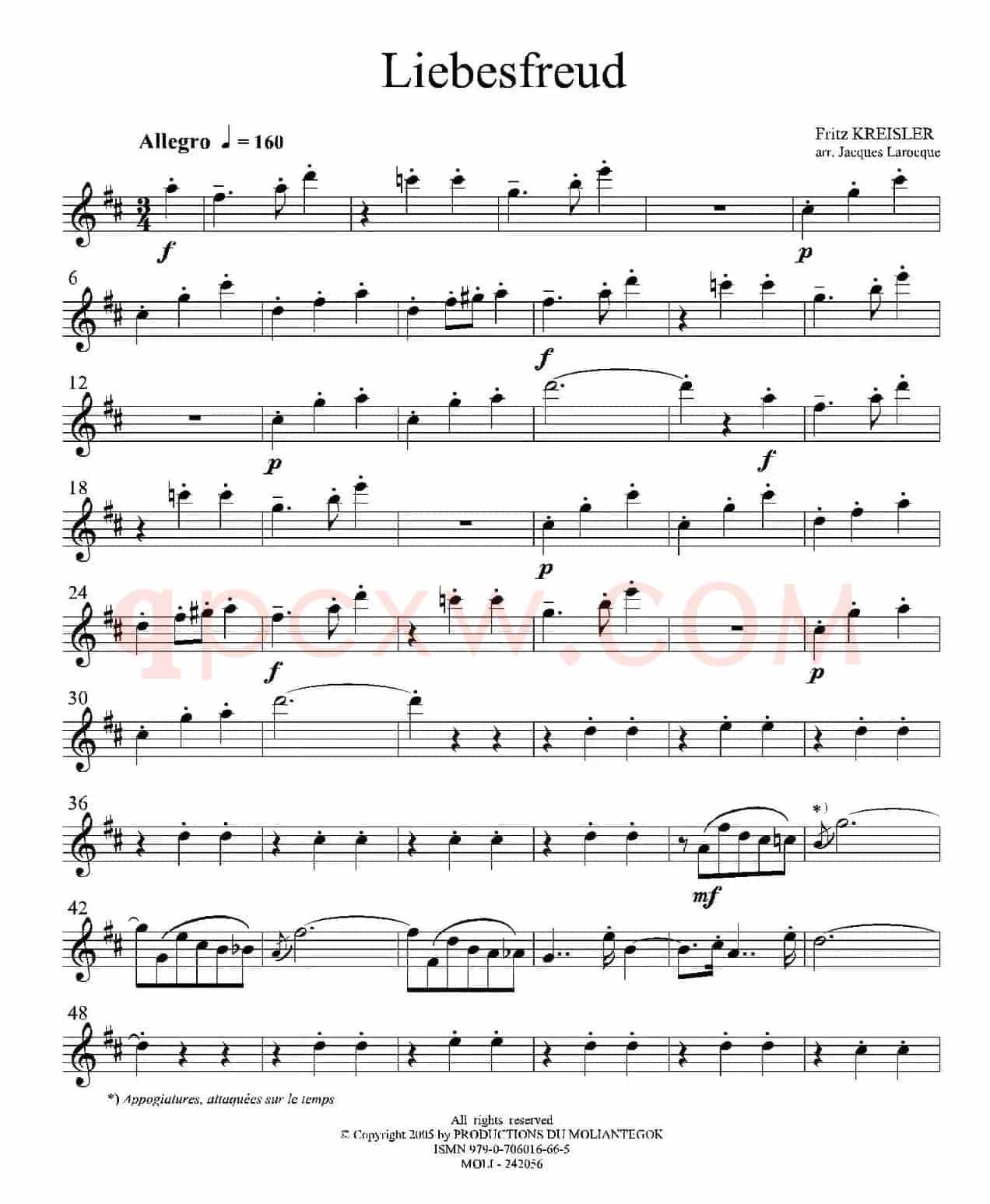 Liebesfreud（四重奏第一次中音萨克斯分谱）