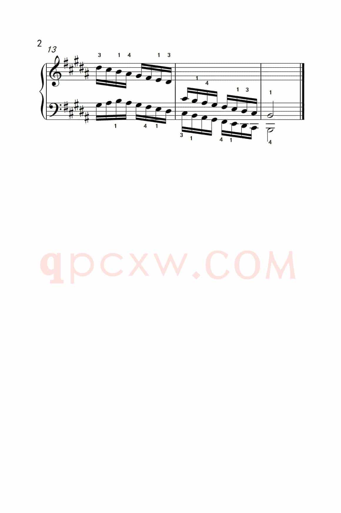 B大调音阶（反向四个八度）（孩子们的钢琴音阶、和弦与琶音 2）