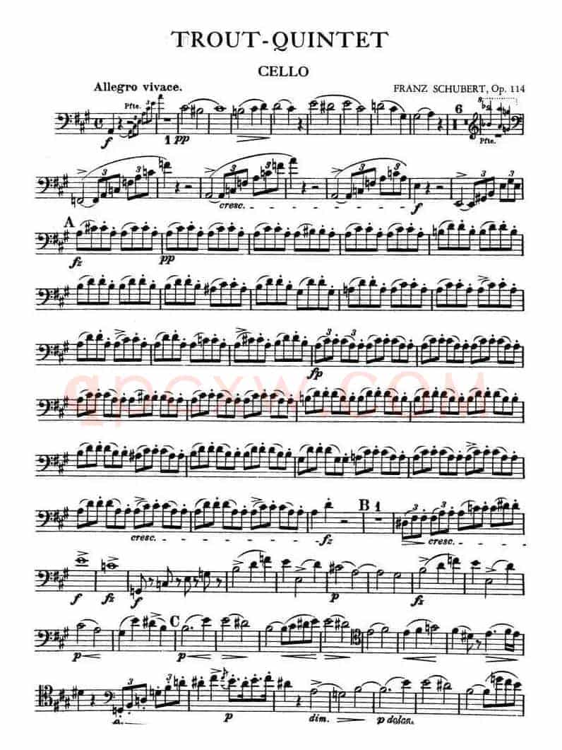 TROUT-QUARTET（大提琴谱）
