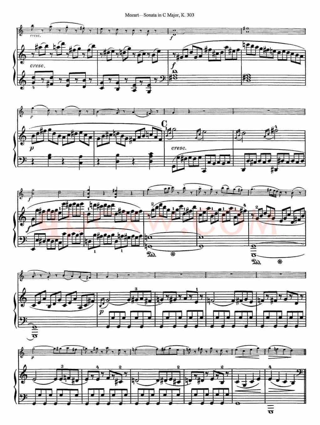 Violin Sonata in C Major K.303（小提琴+钢琴伴奏）