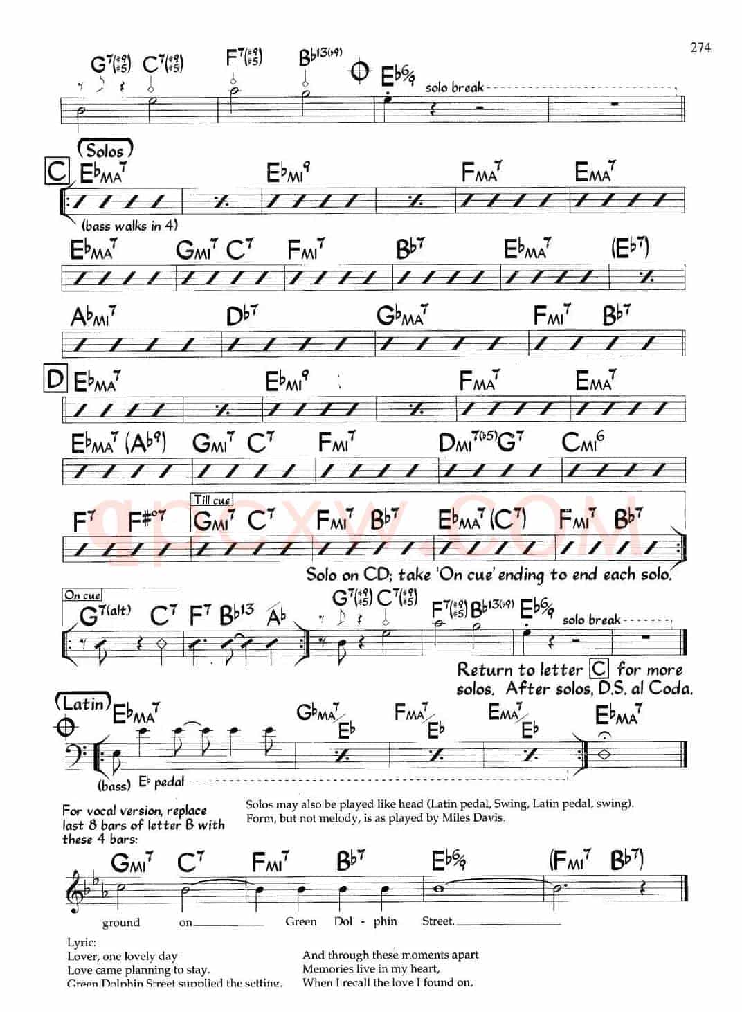 On Green Dolphin Street（爵士钢琴曲）