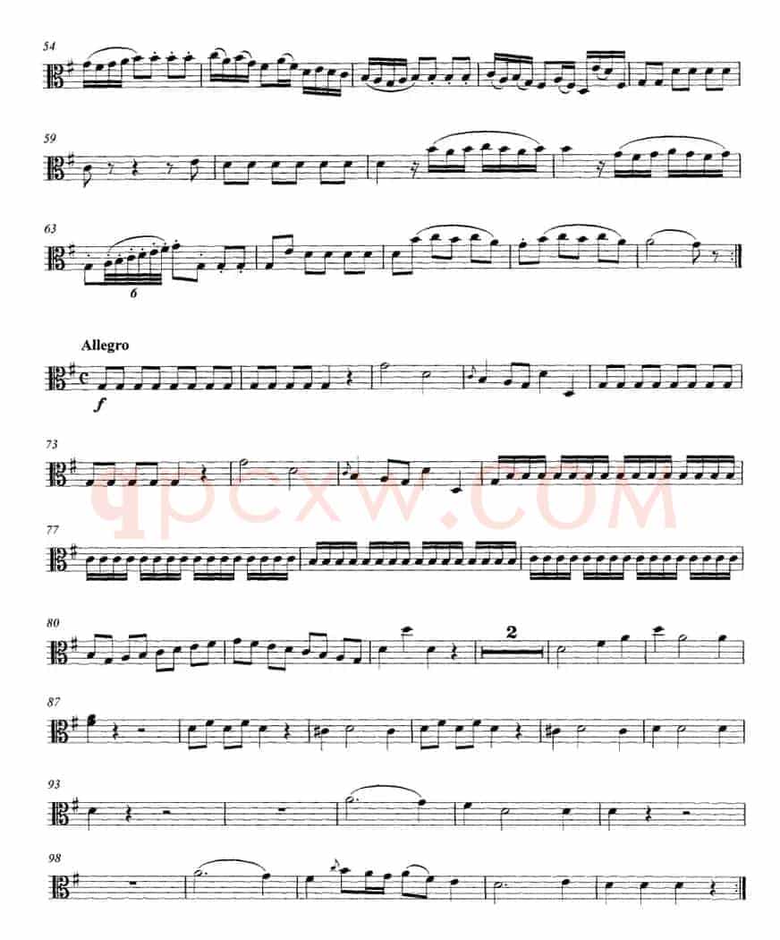 Mozart《String Quartet No.1 in G Major,K.80》（Viola分谱）