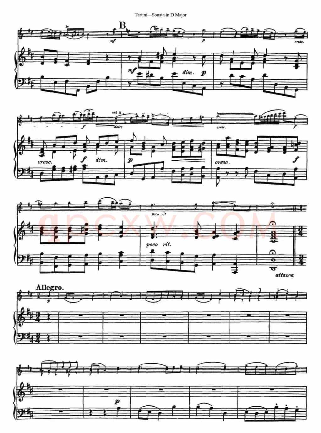 Violin Sonata in D Major（小提琴+钢琴伴奏）